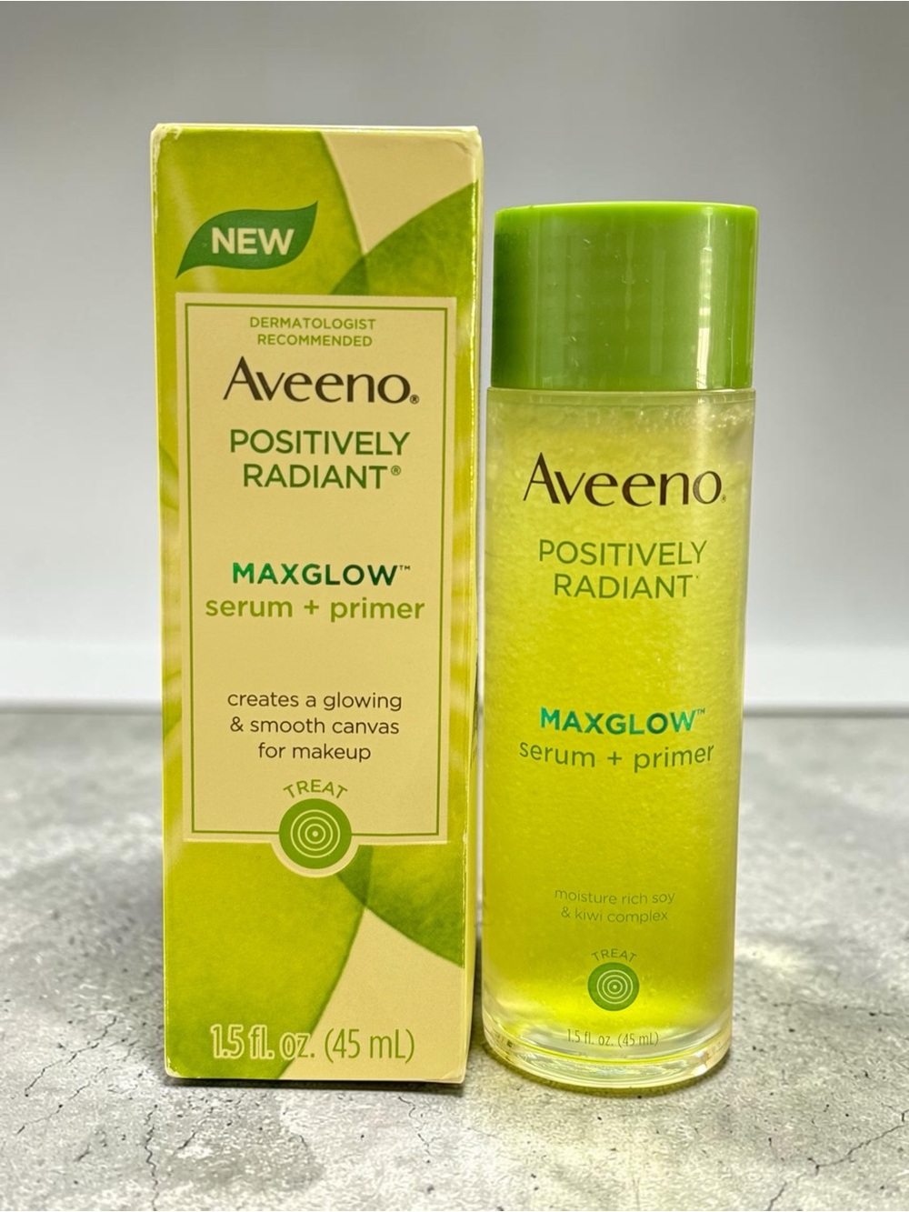 Aveeno Positively Radiant Maxglow Serum + Primer 1.5 oz / 45ml NEW HTF Rare